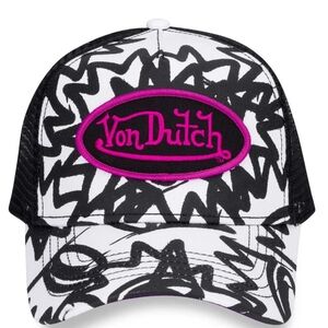 Von Dutch Black and White Cap with Pink Logo